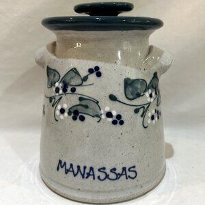 Great Bay Pottery Lidded Jar Canister "Manassas" Salt Glaze Floral 4"D x 6" H